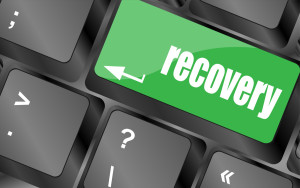 key with recovery text on laptop keyboard button